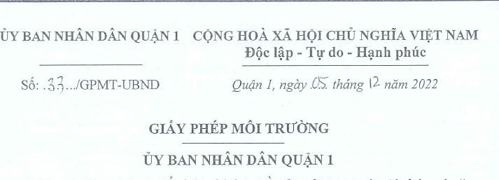 GIẤY PHÉP MÔI TRƯỜNG