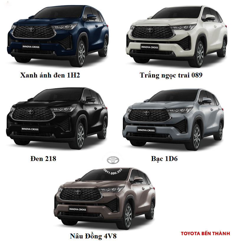 Tham khảo bảng màu xe Innova Cross 2024
