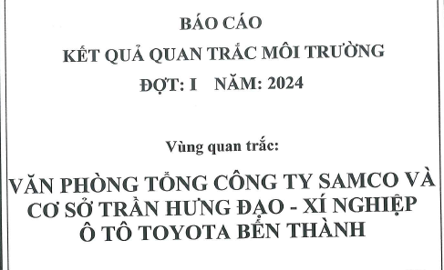 CÔNG KHAI KẾT QUẢ QUAN TRẮC  MÔI TRƯỜNG